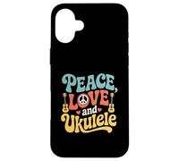 Peace Love And Ukulele Retro Uke Player Hippie Vibes Case for iPhone 16 Plus