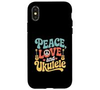 Peace Love And Ukulele Retro Uke Player Hippie Vibes Case for iPhone X/XS