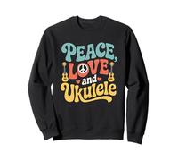 Peace Love And Ukulele Retro Uke Player Hippie Vibes Sweatshirt
