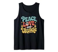 Peace Love and Ukulele Retro Uke Player Hippie Vibes Tank Top