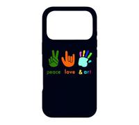 Peace Love Art Funny Fingers Hand Sign Painter Art Teacher Case for iPhone 17 Pro