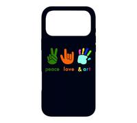 Peace Love Art Funny Fingers Hand Sign Painter Art Teacher Case for iPhone 17 Pro Max