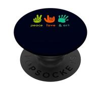 Peace Love Art Funny Fingers Hand Sign Painter Art Teacher PopSockets Adhesive PopGrip