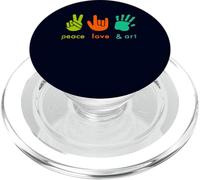 Peace Love Art Funny Fingers Hand Sign Painter Art Teacher PopSockets PopGrip for MagSafe