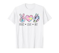 Peace Love Art Rainbow Artist Palette Teacher Design T-Shirt