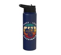 Peace Love Backgammon Board Game Apparel Stainless Steel Insulated Water Bottle