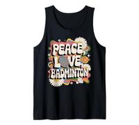 Peace Love Badminton 60s 70s Hippie Retro Badminton player Tank Top