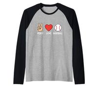 Peace Love Baseball Cute Heart Hand Sign Game Day Sports Mom Raglan Baseball Tee