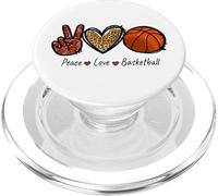 Peace Love Basketball Mom Leopard Print Cheetah Pattern PopSockets PopGrip for MagSafe