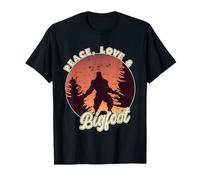Peace, Love & Bigfoot Retro Funny Sasquatch Big Foot T-Shirt