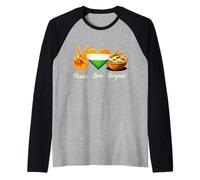 Peace Love Biryani Indian Food Lover Raglan Baseball Tee