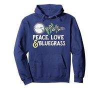 Peace, Love & Bluegrass - Banjo Nature Vines Illustration Pullover Hoodie