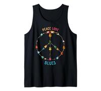 Peace Love Blues Music Guitars Rock Hippie 70s Tank Top