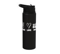 Peace Love Chess Men Women Cute Chess Player Stainless Steel Insulated Water Bottle