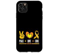 Peace Love Childhood Cancer Warriors Gold Ribbon Awareness Case for iPhone 11 Pro Max