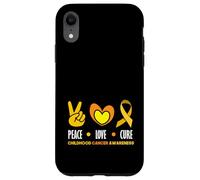 Peace Love Childhood Cancer Warriors Gold Ribbon Awareness Case for iPhone XR