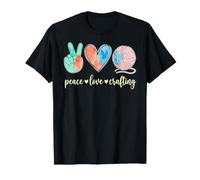 Peace Love Crafting Funny Crafter Yarn Knitting Crochet T-Shirt