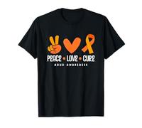 Peace Love Cure ADHD Awareness Orange Ribbon Hippie Heart T-Shirt