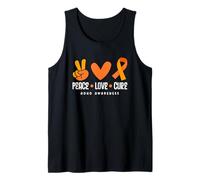 Peace Love Cure ADHD Awareness Orange Ribbon Hippie Heart Tank Top