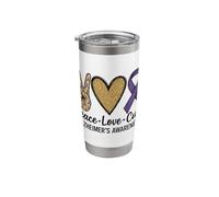 Peace Love Cure Alzheimer's Awareness for Supportive Stainless Steel Insulated Tumbler