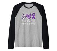 Peace Love Cure Crohn's Awareness - IBD Fighter Raglan Baseball Tee