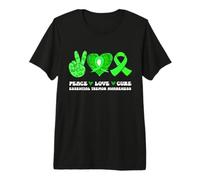 Peace Love Cure Essential Tremor Awareness Green Ribbon Premium T-Shirt