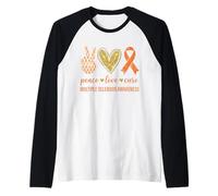 Peace Love Cure Multiple Sclerosis Awareness Raglan Baseball Tee