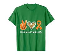 Peace Love Cure Multiple Sclerosis Awareness T-Shirt, Men, Kelly Green, X-Large