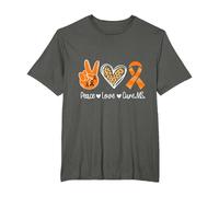 Peace Love Cure Multiple Sclerosis Awareness T-Shirt, Men's Big and Tall, Asphalt Grey, 2X Tall