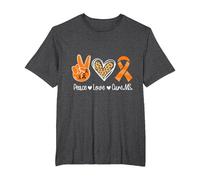 Peace Love Cure Multiple Sclerosis Awareness T-Shirt, Men's Big and Tall, Dark Heather Grey, 2X Tall