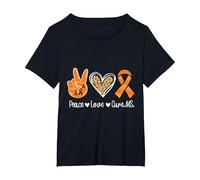 Peace Love Cure Multiple Sclerosis Awareness T-Shirt, Women's Plus, Black, 4X