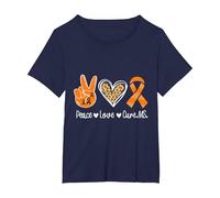 Peace Love Cure Multiple Sclerosis Awareness T-Shirt, Women's Plus, Navy Blue, 5X