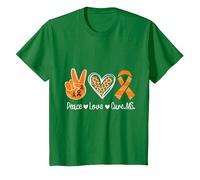 Peace Love Cure Multiple Sclerosis Awareness T-Shirt, Youth, Kelly Green, Medium