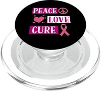 Peace Love Cure Pink Breast Cancer Awareness Gifts Men Women PopSockets PopGrip for MagSafe