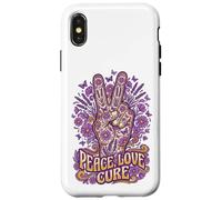 Peace Love Cure Purple Butterfly Groovy Peace Sign Lupus Case for iPhone X/XS