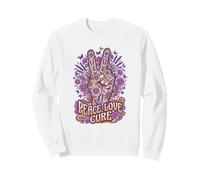 Peace Love Cure Purple Butterfly Groovy Peace Sign Lupus Sweatshirt