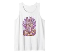 Peace Love Cure Purple Butterfly Groovy Peace Sign Lupus Tank Top