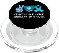 Peace Love Cure Selective Mutism Awareness Teal Ribbon Hope PopSockets PopGrip for MagSafe