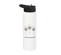 Peace Love Cure Sunflower Prader Willi Syndrome Awareness Stainless Steel Insulated Water Bottle