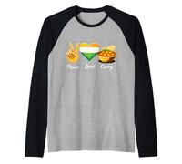 Peace Love Curry Indian Food Lover Raglan Baseball Tee
