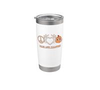 Peace Love Cute Skeleton Hand Hippie Pumpkin Retro Stainless Steel Insulated Tumbler