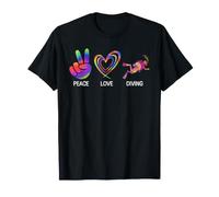 Peace Love Diving Tie Dye Scuba Diver Free Diving T-Shirt