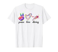 Peace Love Diving Tie Dye Scuba Diver Free Diving T-Shirt