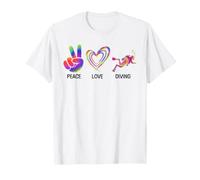 Peace Love Diving Tie Dye Scuba Diver Free Diving T-Shirt