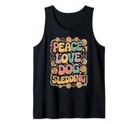 Peace Love Dog Sledding 60s 70s Hippie Retro Dog sled racer Tank Top