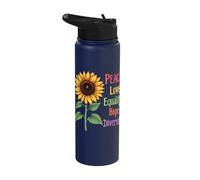 Peace Love Equality Hope Diversity Sunflower Stainless Steel Insulated Water Bottle