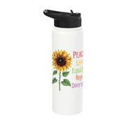Peace Love Equality Hope Diversity Sunflower Stainless Steel Insulated Water Bottle