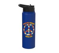 Peace Love Freedom 1776 Retro Floral Sign Art Stainless Steel Insulated Water Bottle