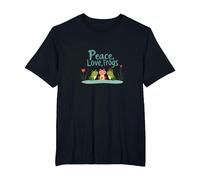 Peace, Love, Frogs: Cute Amphibian Trio for Nature Lovers T-Shirt, Men's Big and Tall, Black, 2X Tall