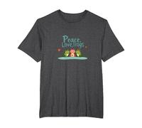 Peace, Love, Frogs: Cute Amphibian Trio for Nature Lovers T-Shirt, Men's Big and Tall, Dark Heather Grey, 6X Tall